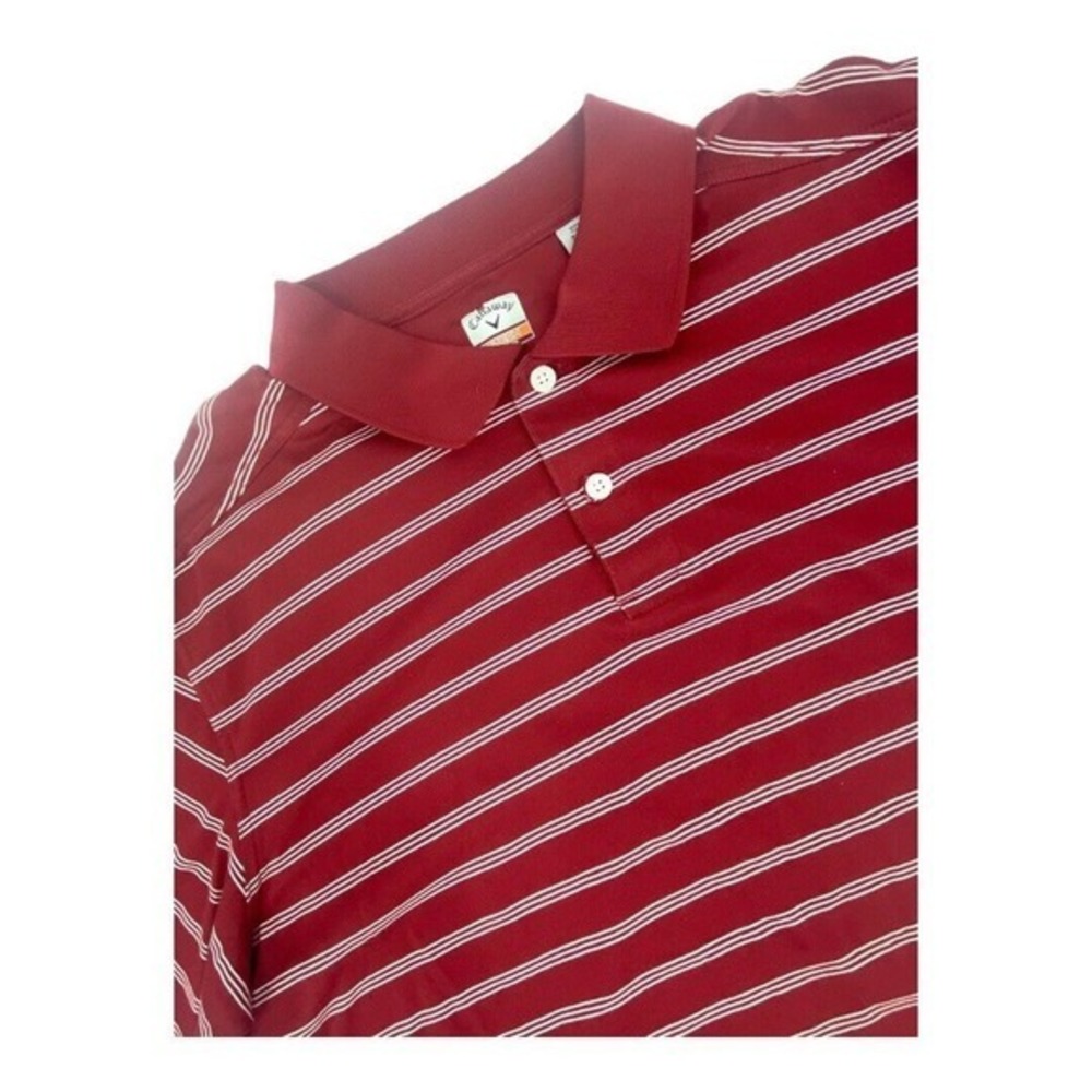 Callaway Red And White Striped Polo Mens Size XXL